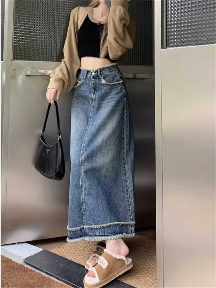 2025 Denim Skirt Summer Blue Long Skirt Women's Knee Length Mid-Length Retro Skirt
2025 Denim Skirt Summer Blue Long Skirt Women's Knee Length Mid-Length Retro Skirt