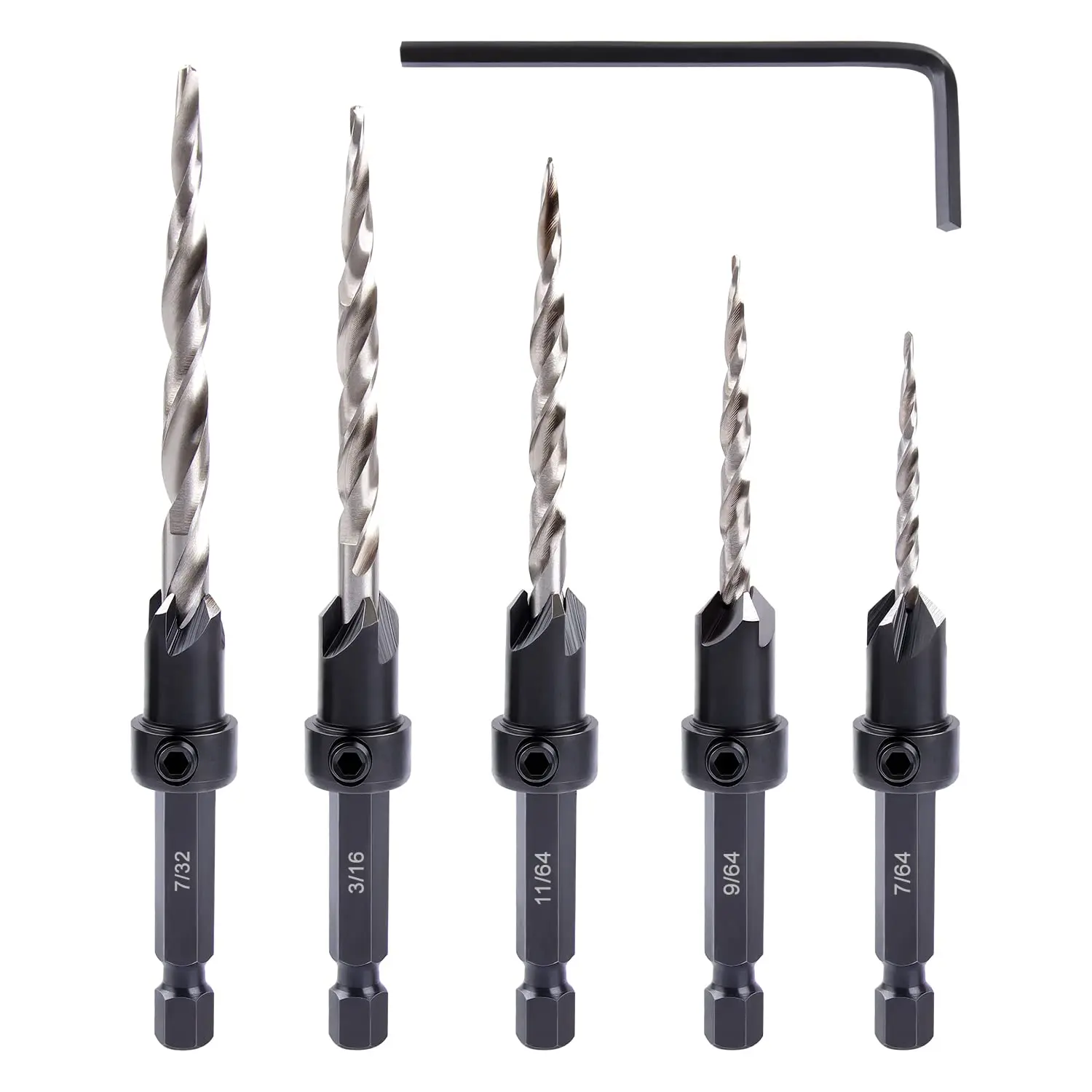 Wood Countersink Drill Bit Set Countersink Drill Bit Tapered Drill Bits 1/4" Hex Shank Counter Sinker Drill Bit Set 4 6 8 10 12
Wood Countersink Drill Bit Set Countersink Drill Bit Tapered Drill Bits 1/4" Hex Shank Counter Sinker Drill Bit Set 4 6 8 10 12