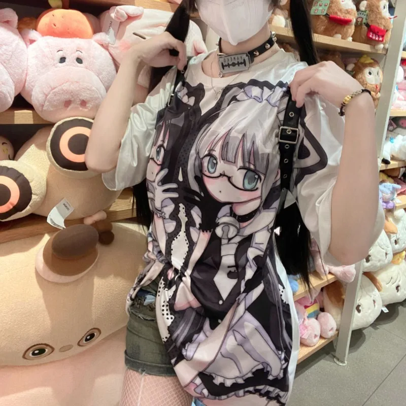 Subculture Black And White Cute Anime Print Cartoon T-shirt Women Summer Loose Casual Top Japanese Style Harajuku Versatile Tees
Subculture Black And White Cute Anime Print Cartoon T-shirt Women Summer Loose Casual Top Japanese Style Harajuku Versatile Tees