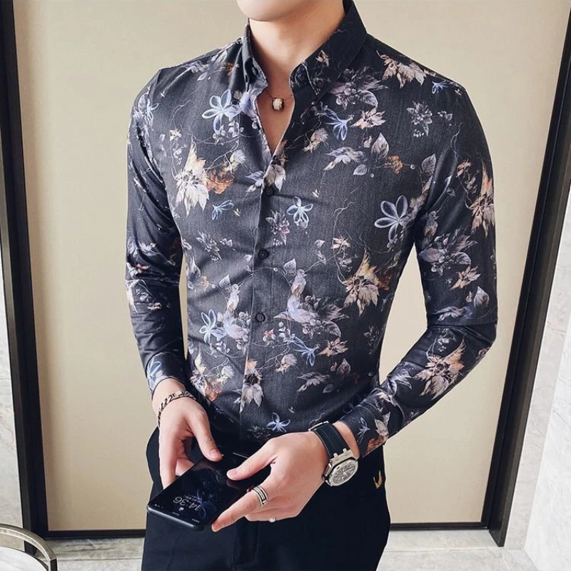 Men Long Sleeve Casual Floral Printed Shirt Korean Trendy Slim Fit Handsome Stylish High End Wrinkle Free New Autumn
Men Long Sleeve Casual Floral Printed Shirt Korean Trendy Slim Fit Handsome Stylish High End Wrinkle Free New Autumn