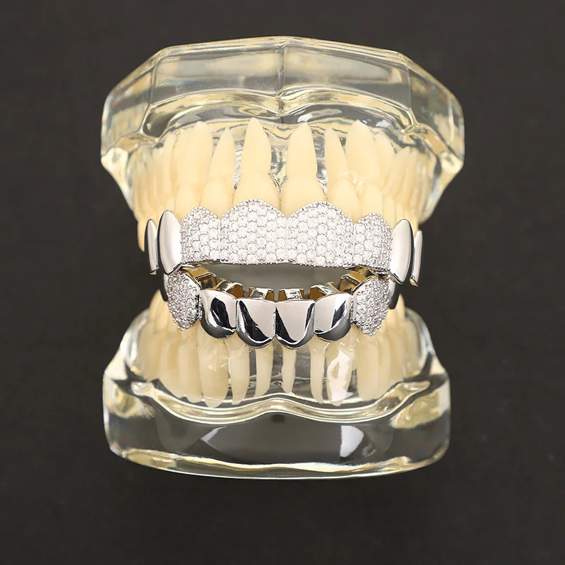 Bling Cubic Zircon Teeth Grillz Set For Unisex Top Bottom Mouth Gold Silver Color Removable Dental Fashion Jewelry
Bling Cubic Zircon Teeth Grillz Set For Unisex Top Bottom Mouth Gold Silver Color Removable Dental Fashion Jewelry