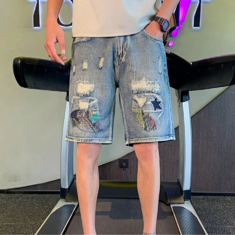 Men's Fashion Ripped Denim Shorts for Summer Trendy Edgy Slim Fit Casual Mid-Length Knee-Length Street Style Hip Wear
Men's Fashion Ripped Denim Shorts for Summer Trendy Edgy Slim Fit Casual Mid-Length Knee-Length Street Style Hip Wear