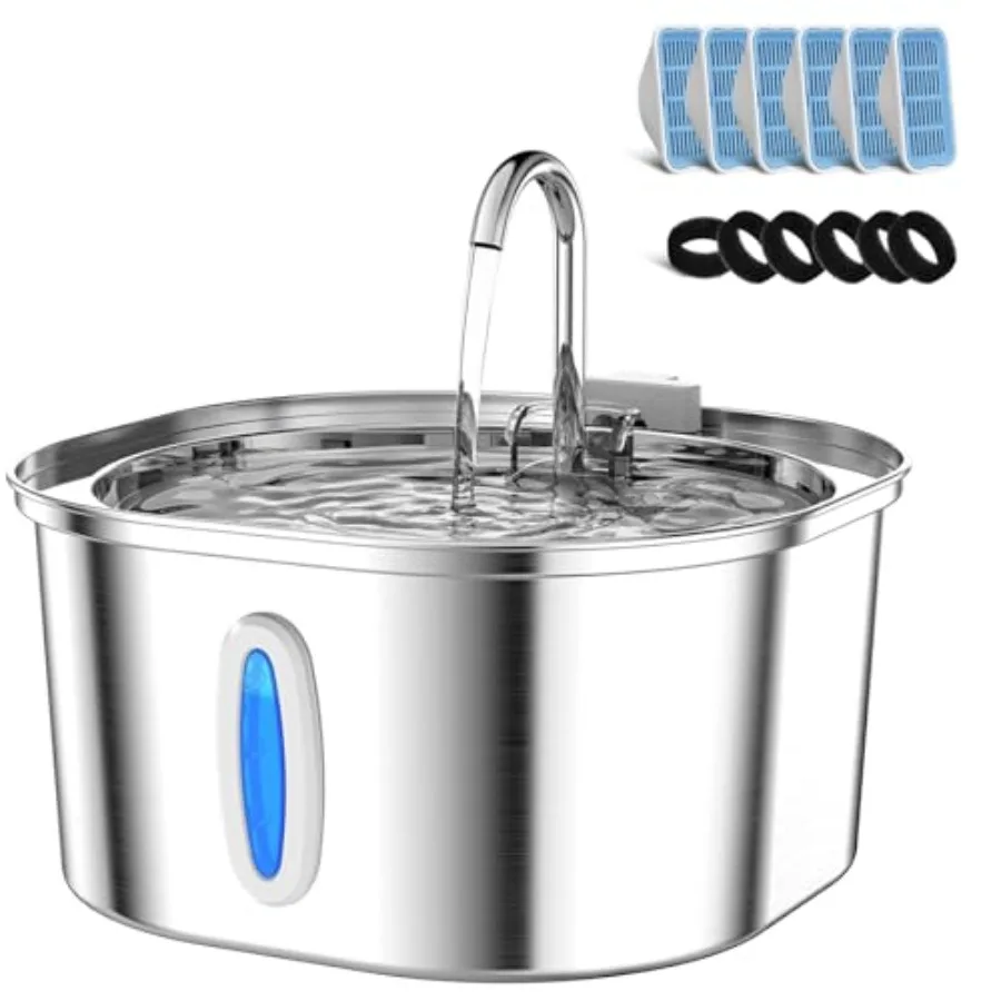 Stainless Steel Cat Water Fountain, 3.2L/108oz Cat Water Dispenser with Quiet Water Pump and Water-Level Window, Dishwasher Saf
Stainless Steel Cat Water Fountain, 3.2L/108oz Cat Water Dispenser with Quiet Water Pump and Water-Level Window, Dishwasher Saf
