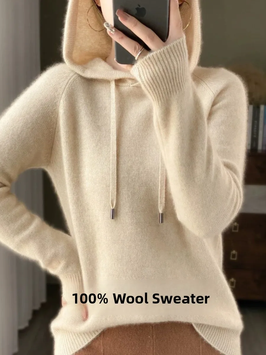 Австралийская вязаная толстовка из чистой шерсти, женская толстовка с капюшоном, свитер, свободная верхняя одежда, базовый трикотаж большого размера
Австралийская вязаная толстовка из чистой шерсти, женская толстовка с капюшоном, свитер, свободная верхняя одежда, базовый трикотаж большого размера