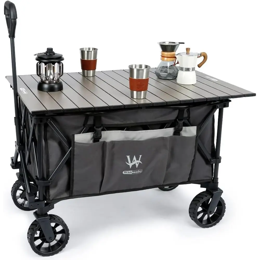 Collapsible Utility Wagon, 400 lbs Capacity, Outdoor Beach Park Wagon with Table and Side Pocket, Grey
Collapsible Utility Wagon, 400 lbs Capacity, Outdoor Beach Park Wagon with Table and Side Pocket, Grey