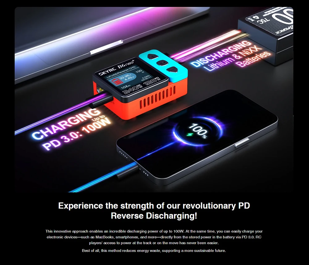 SKYRC B6neo / B6neo+ LiPo Battery Smart Balance Charger DC 200W PD 80W Input for RC Model Car Ship Boat Airplane
SKYRC B6neo / B6neo+ LiPo Battery Smart Balance Charger DC 200W PD 80W Input for RC Model Car Ship Boat Airplane