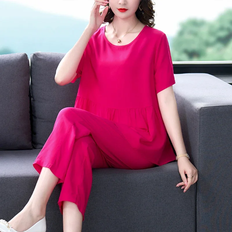 Women's Cotton Two Piece Set Loose Short Sleeve Top and Wide Leg Pants Casual Summer Outfit
Women's Cotton Two Piece Set Loose Short Sleeve Top and Wide Leg Pants Casual Summer Outfit