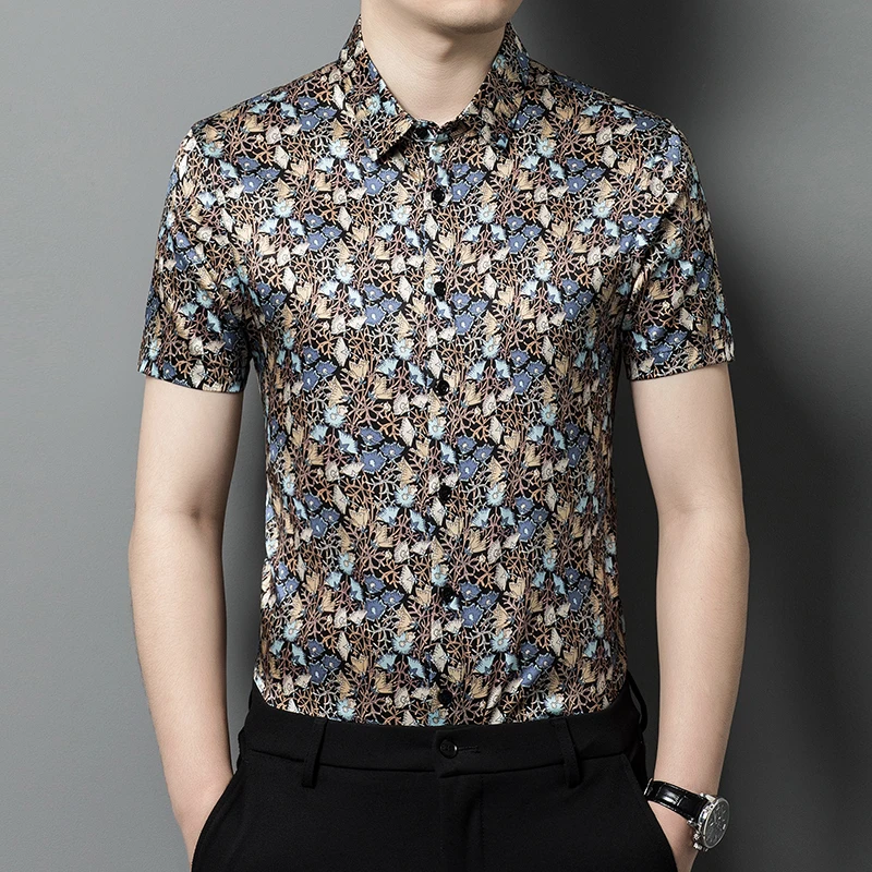 Designer 3D Print Real Silk Men Shirt Short Sleeve Vintage Casual Summer Quality Soft Comfortable Banquet Boutique Chemise Homme
Designer 3D Print Real Silk Men Shirt Short Sleeve Vintage Casual Summer Quality Soft Comfortable Banquet Boutique Chemise Homme