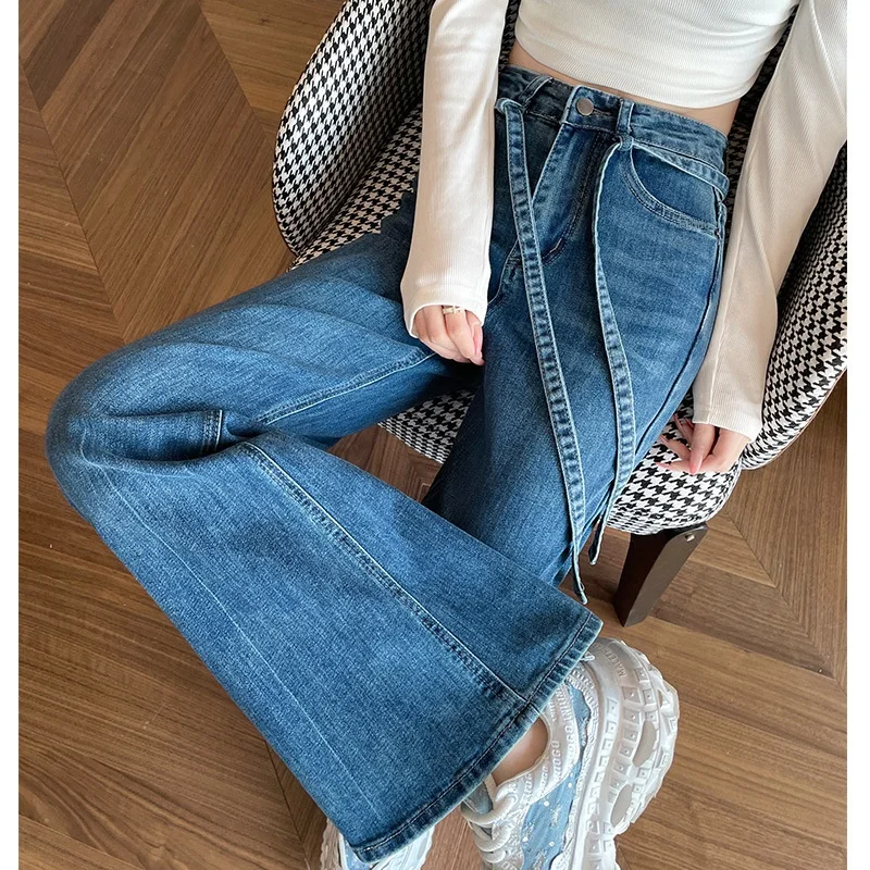 Women's Loose-Fit Flared Jeans2025Spring New Drawstring Strap Small Flared Trousers
Women's Loose-Fit Flared Jeans2025Spring New Drawstring Strap Small Flared Trousers