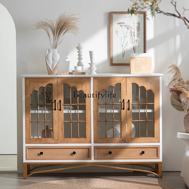 American retro solid wood dining side cabinet living room wall locker wine cabinet
American retro solid wood dining side cabinet living room wall locker wine cabinet