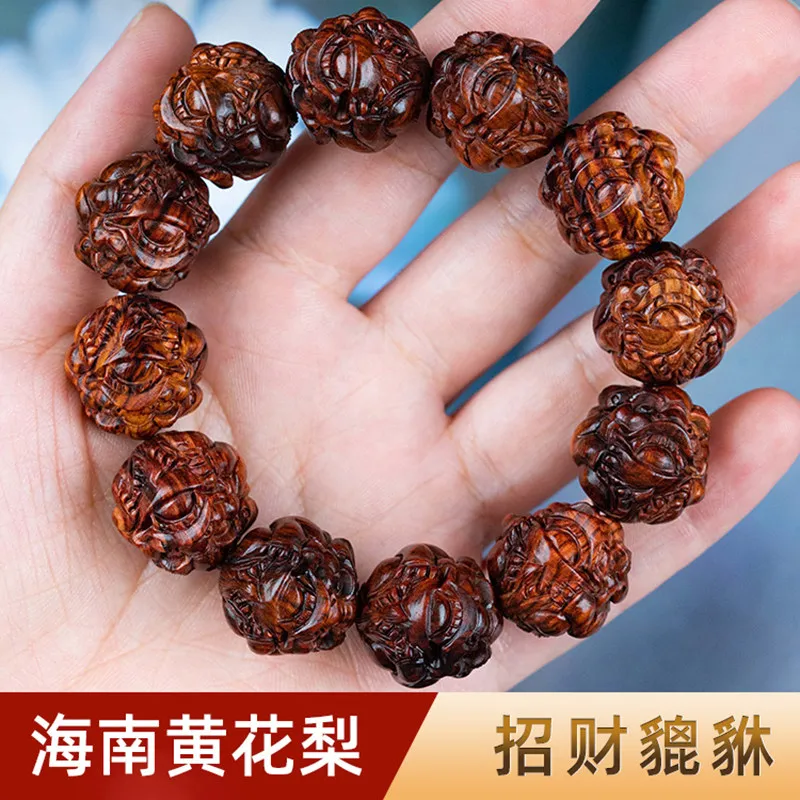 Hainan Huanghuali Wood Bracelet with Xiang Carved Pixiu Beaded Bracelet for Men Collectible Plaything Gifts
Hainan Huanghuali Wood Bracelet with Xiang Carved Pixiu Beaded Bracelet for Men Collectible Plaything Gifts