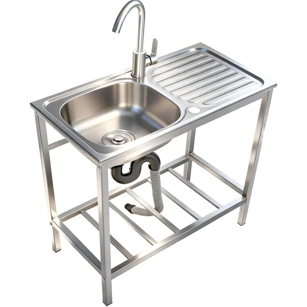 Portable Stainless Steel Laundry Tub with Cleaning Table and Storage Shelves, Suitable for Outdoor, Garage, Kitchen, and Camping
Portable Stainless Steel Laundry Tub with Cleaning Table and Storage Shelves, Suitable for Outdoor, Garage, Kitchen, and Camping