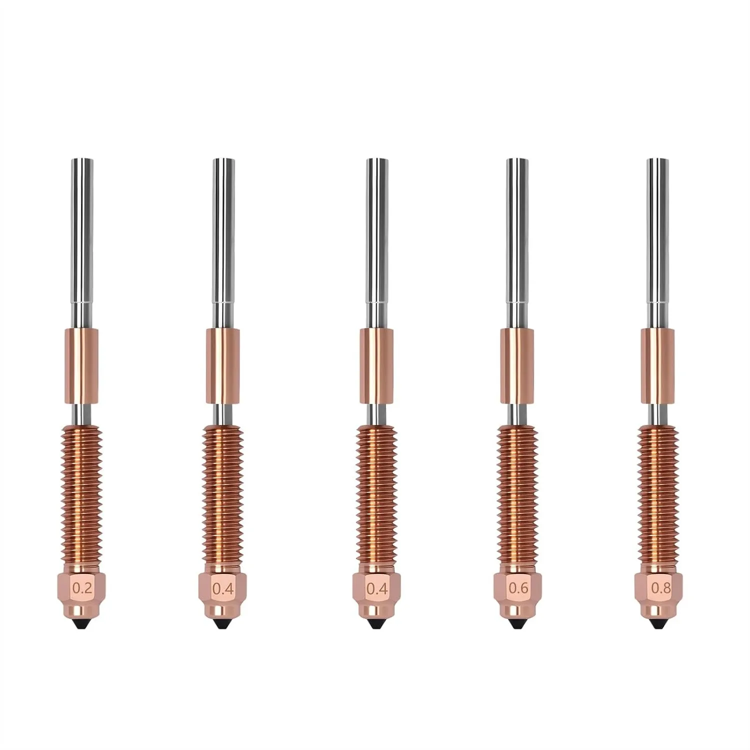 5PCS Quick-Swap Nozzle Kit, Titanium Copper Alloy Hardened Steel, High Temperature 0.2/0.4/0.6/0.8mm for K1C/Ender 3 V3 3D
5PCS Quick-Swap Nozzle Kit, Titanium Copper Alloy Hardened Steel, High Temperature 0.2/0.4/0.6/0.8mm for K1C/Ender 3 V3 3D
