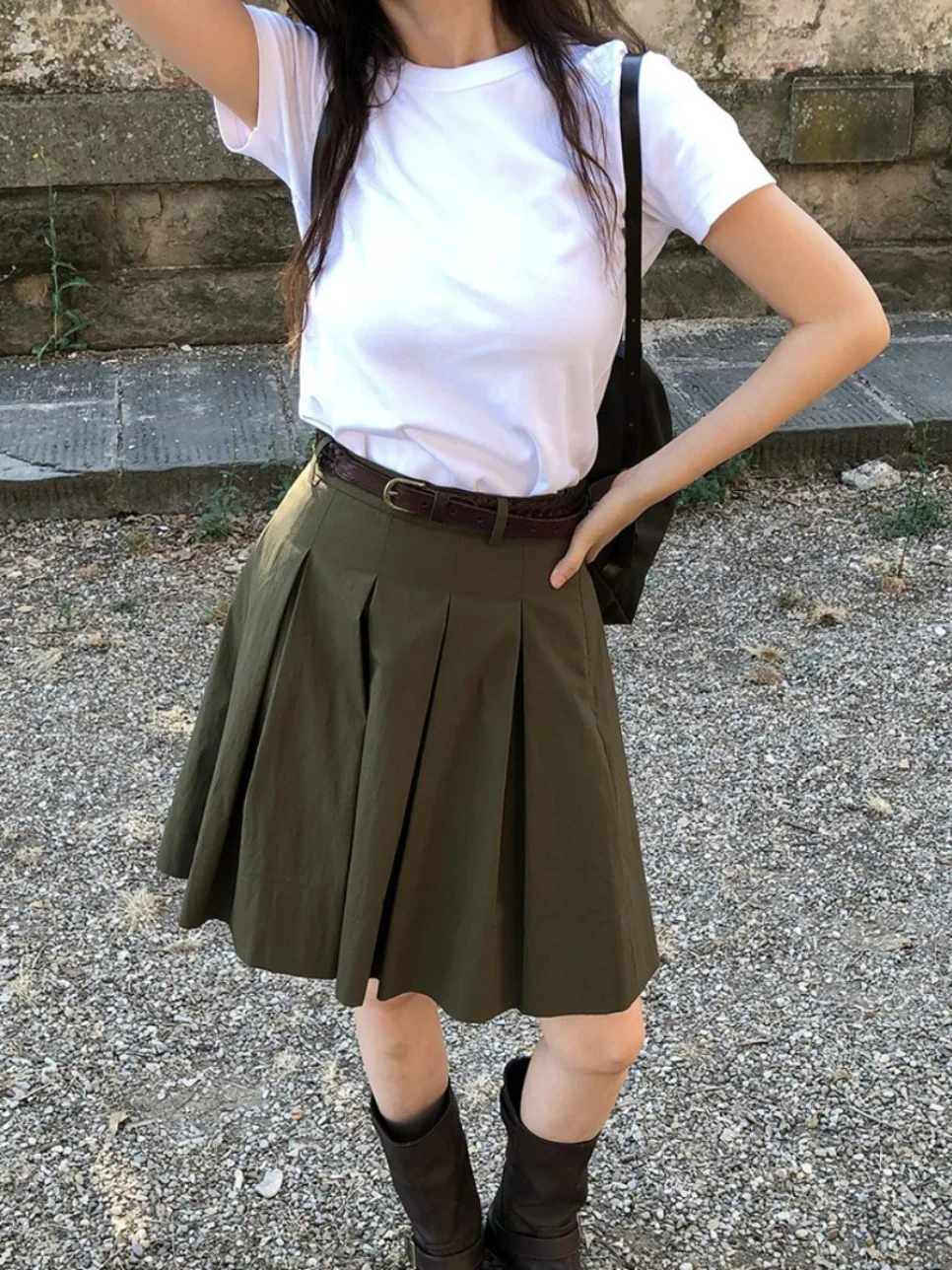 Smoid High Waist A-Line Skirt Women's Pleated Slimming Short Skirt Versatile Cotton Pure Color Spring 2024 Fashion
Smoid High Waist A-Line Skirt Women's Pleated Slimming Short Skirt Versatile Cotton Pure Color Spring 2024 Fashion