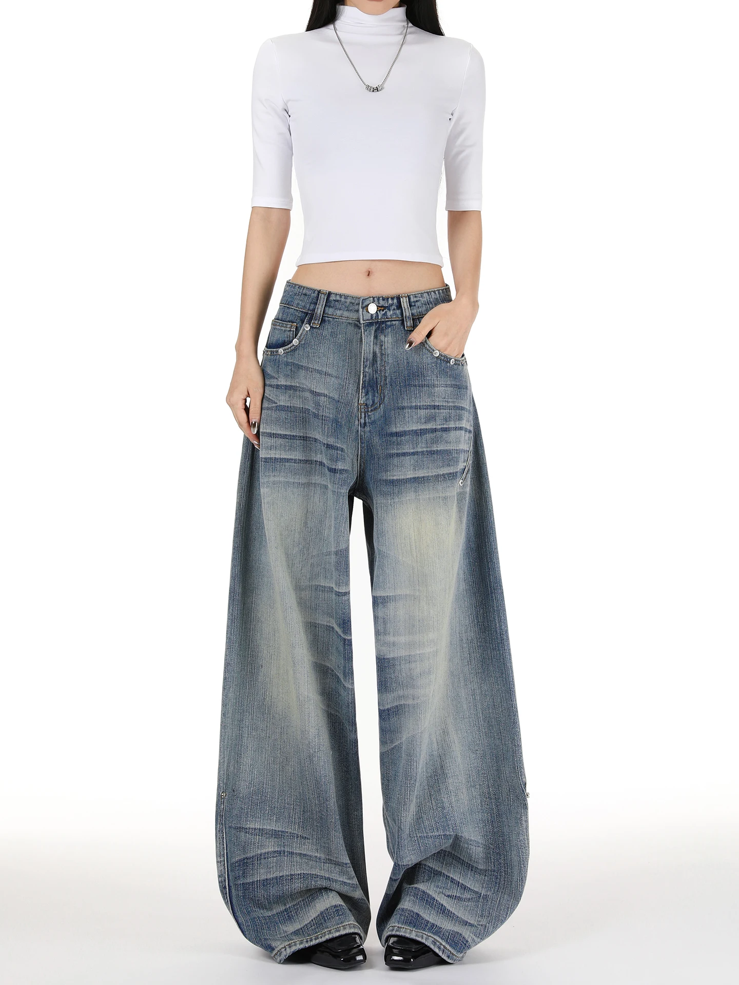 American Retro Embroidered Rivet Wide Leg Jeans Women's Spring New High Street Loose Slim Straight Floor-Length Pants
American Retro Embroidered Rivet Wide Leg Jeans Women's Spring New High Street Loose Slim Straight Floor-Length Pants