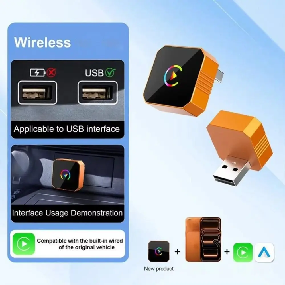 Gifts Universal For CarPlay Wireless Adapter 2-in-1 Orange Car Connected For Carplay AI Box Fast Connection For Carplay Adapter
Gifts Universal For CarPlay Wireless Adapter 2-in-1 Orange Car Connected For Carplay AI Box Fast Connection For Carplay Adapter