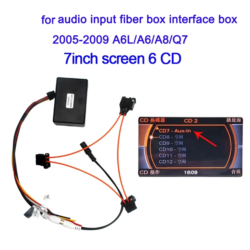 External AUX Audio Input Optical Fiber Decoder Audio Input Decoder For A6 A6L A8 Q7 2005-2009 2G System
External AUX Audio Input Optical Fiber Decoder Audio Input Decoder For A6 A6L A8 Q7 2005-2009 2G System