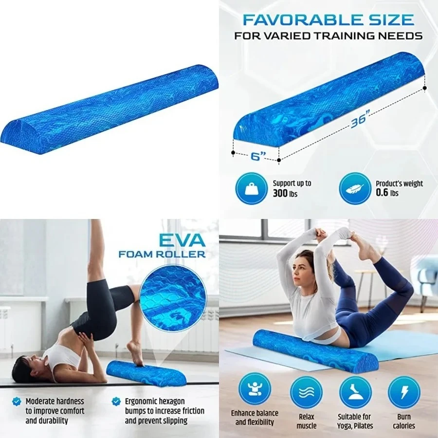 EVA Firm Foam Roller for Stretching, Half Yoga Back Roller for Muscle Massage for Pilates, Yoga, Balance & Core Exercises - 12/36 inches
EVA Firm Foam Roller for Stretching, Half Yoga Back Roller for Muscle Massage for Pilates, Yoga, Balance & Core Exercises - 12/36 inches