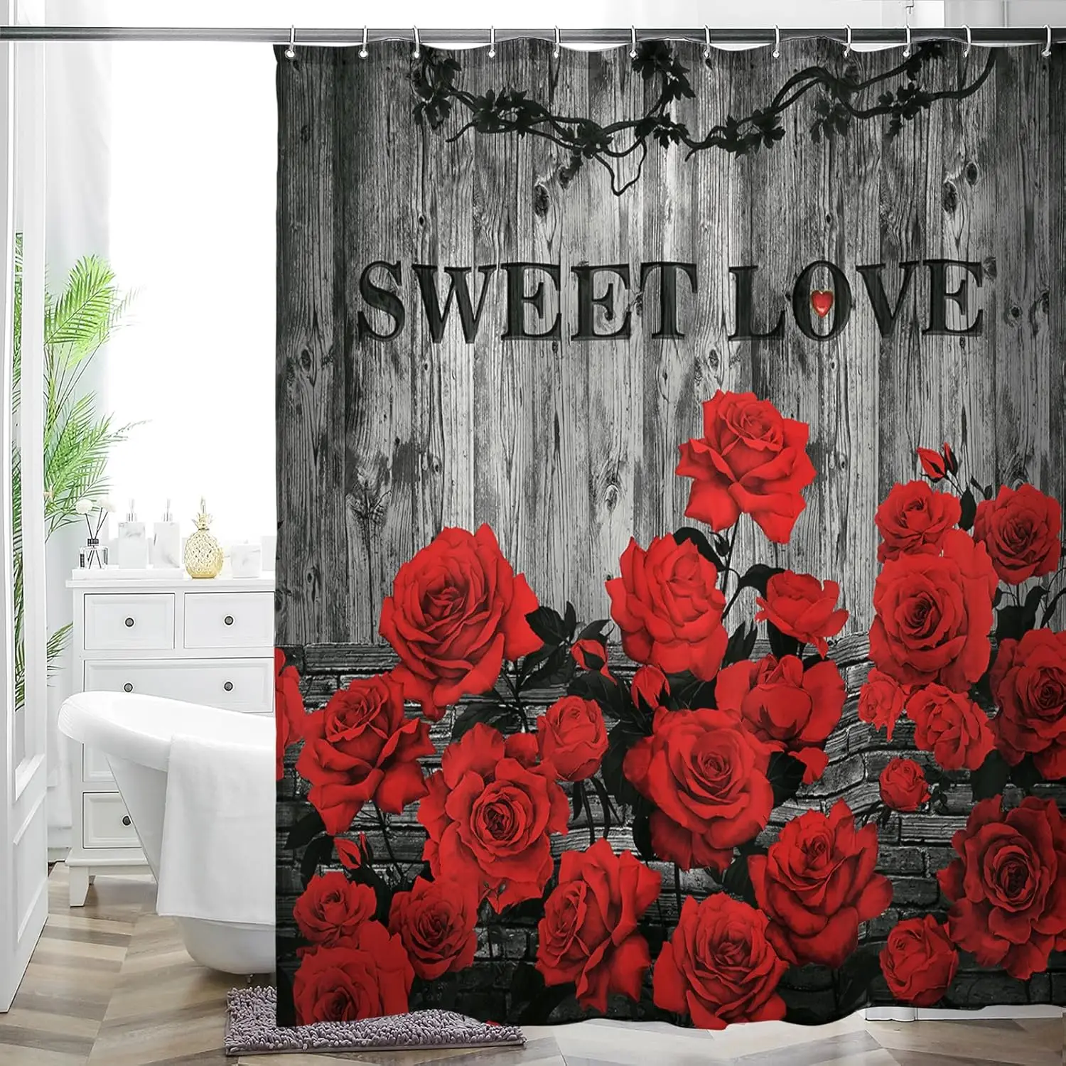Red Roses Sweet Love Shower Curtain Romantic Floral Print for Valentine Bathroom Decor
Red Roses Sweet Love Shower Curtain Romantic Floral Print for Valentine Bathroom Decor