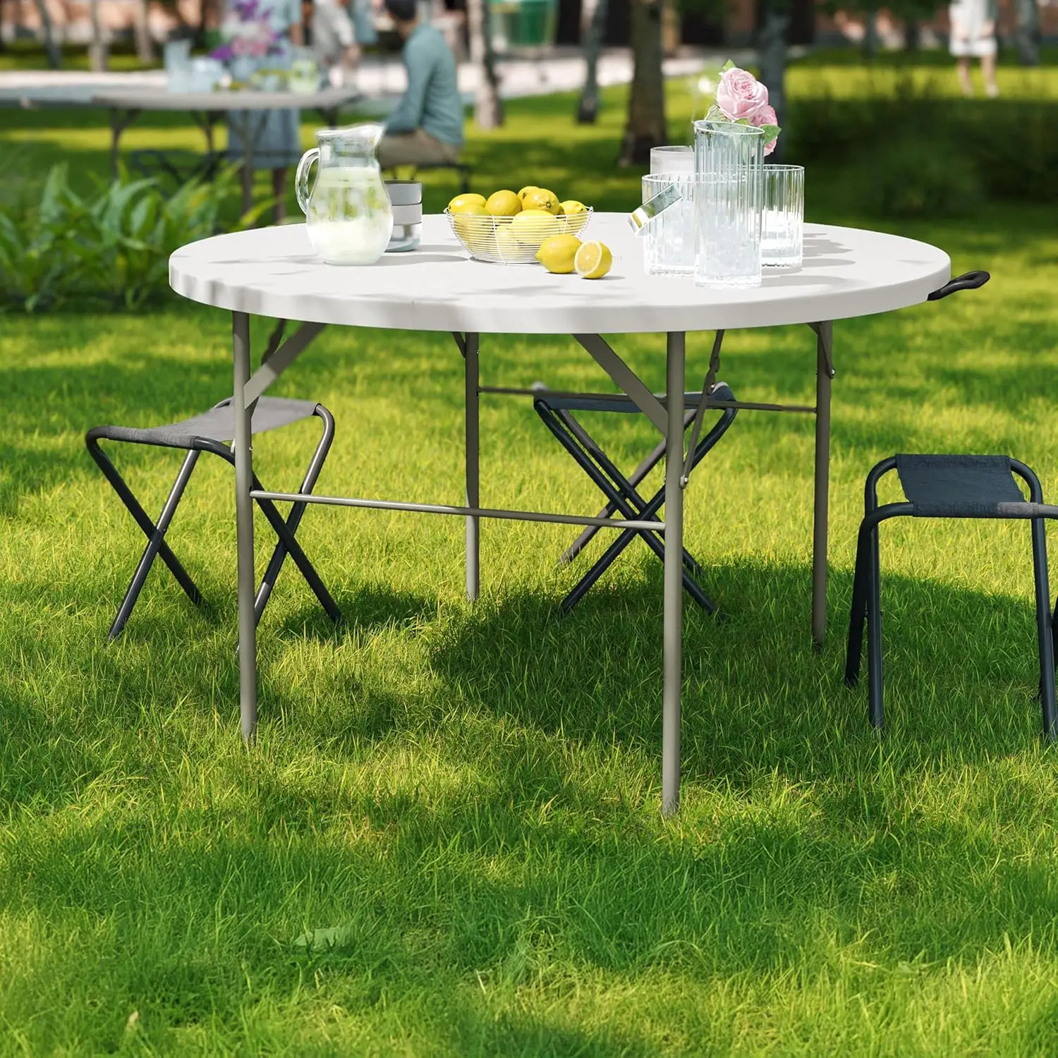 Round Folding Bi Fold Table Plastic Granite White Carrying Handle Banquet Event
Round Folding Bi Fold Table Plastic Granite White Carrying Handle Banquet Event