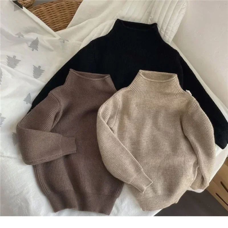 Korean Style Kids Long Sleeve Thicken Soft Sweaters Boys Knit Loose Pullover Solid Girls Turtleneck Sweater Knitwear for Autumn
Korean Style Kids Long Sleeve Thicken Soft Sweaters Boys Knit Loose Pullover Solid Girls Turtleneck Sweater Knitwear for Autumn
