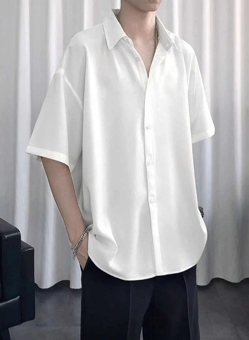 Premium Men Summer Short Sleeve Shirt Set Trendy Thin Loose Casual Draping Ice Silk Solid Color
Premium Men Summer Short Sleeve Shirt Set Trendy Thin Loose Casual Draping Ice Silk Solid Color