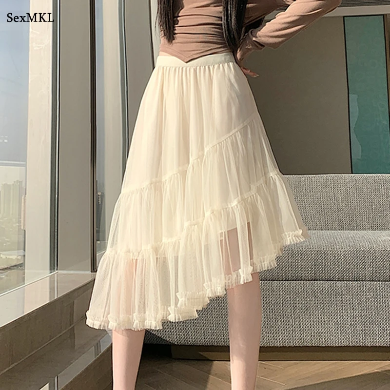 High Waist A Line Tulle Skirt Summer Streetwear Women Y2k Clothes Irregular Elastic Waist Womens Fashion Mid Length Black Skirts
High Waist A Line Tulle Skirt Summer Streetwear Women Y2k Clothes Irregular Elastic Waist Womens Fashion Mid Length Black Skirts