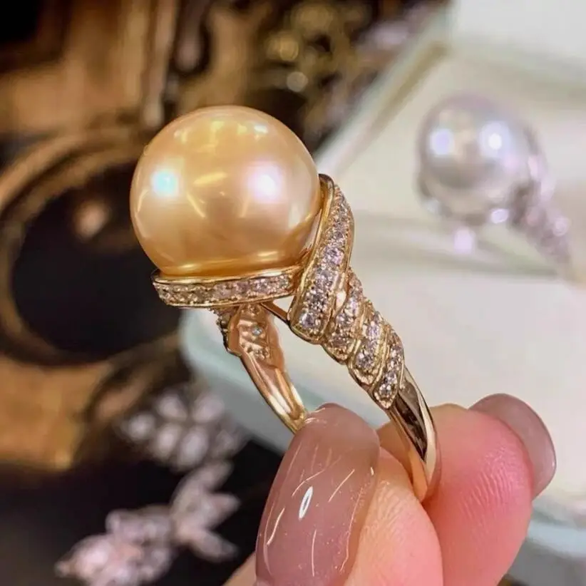 gorgeous 11-12mm south sea round gold pearl ring925s
gorgeous 11-12mm south sea round gold pearl ring925s