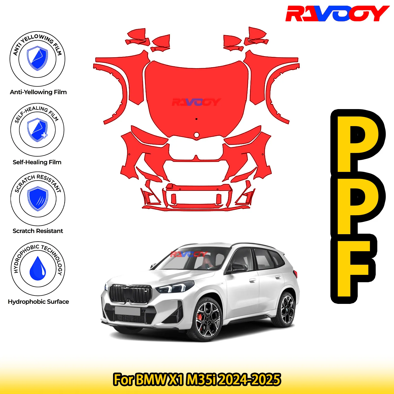 For BMW X1 M35i 2024-2025 Glossy Matte Black Precut front PPF Kit Paint Protection Film
For BMW X1 M35i 2024-2025 Glossy Matte Black Precut front PPF Kit Paint Protection Film