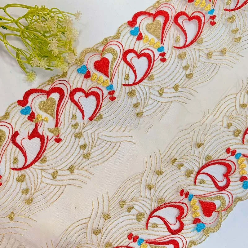 20Yds Hearts Bilateral Embroidered Embroidery Lace Trim For Skirt Hem Clothes Sewing Material DIY Apparel Dress Fabrics
20Yds Hearts Bilateral Embroidered Embroidery Lace Trim For Skirt Hem Clothes Sewing Material DIY Apparel Dress Fabrics