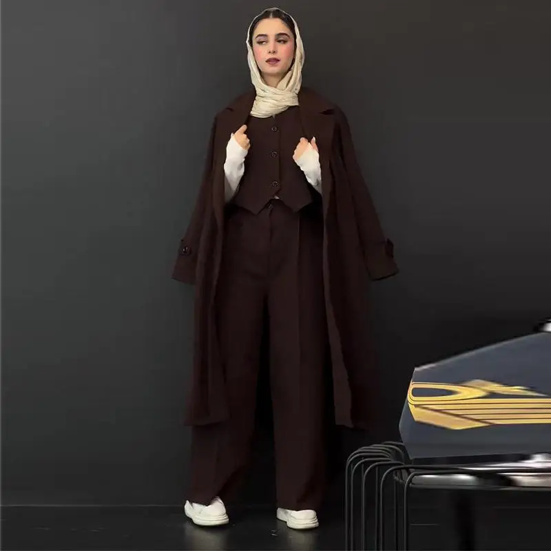 Fall 2025 New Fashion Women's Straight Leg Pants Set Deep Brown Elegant Three-Piece Cross-Border Women's Clothing Commute Style
Fall 2025 New Fashion Women's Straight Leg Pants Set Deep Brown Elegant Three-Piece Cross-Border Women's Clothing Commute Style