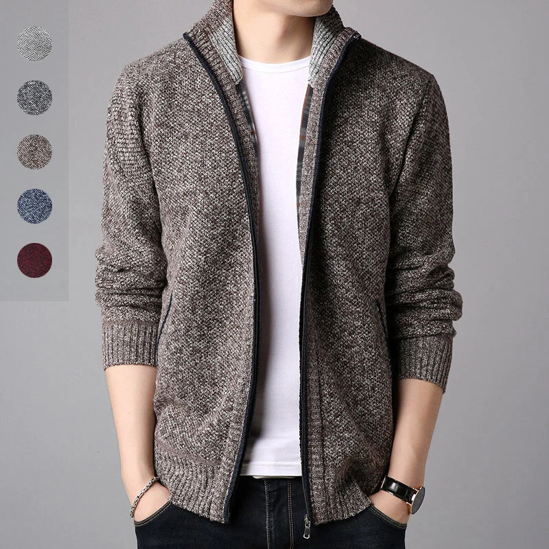 Men's Thickened and Fleece-lined Loose Knit Sweater, Men's Youth Knitted Cardigan with Stand Collar Sweater Jacket Cardigan
Men's Thickened and Fleece-lined Loose Knit Sweater, Men's Youth Knitted Cardigan with Stand Collar Sweater Jacket Cardigan