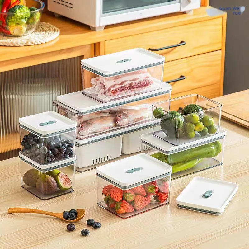 Food Grade Transparent Plastic Refrigerator Storage Box Kitchen Drainage Sealed Food Preservation Container with Dividers for...
Food Grade Transparent Plastic Refrigerator Storage Box Kitchen Drainage Sealed Food Preservation Container with Dividers for...