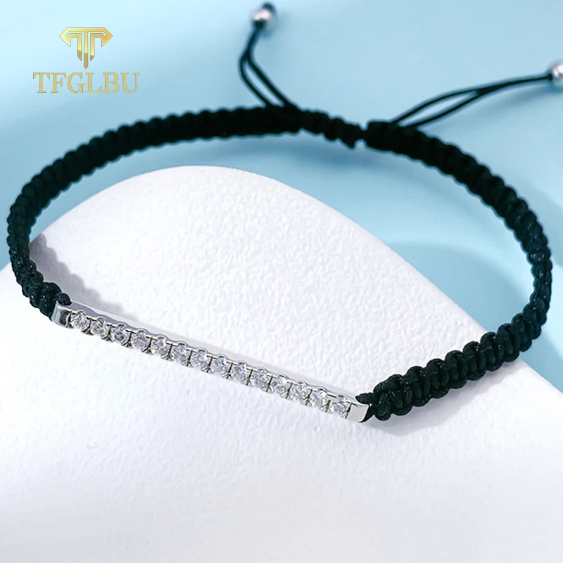 TFGLBU 2/3mm Full Moissanite Braided-rope Bracelets for Women Men Adjustable Jewelry 100% 925 Sterling Silver Plated 18k Chain
TFGLBU 2/3mm Full Moissanite Braided-rope Bracelets for Women Men Adjustable Jewelry 100% 925 Sterling Silver Plated 18k Chain