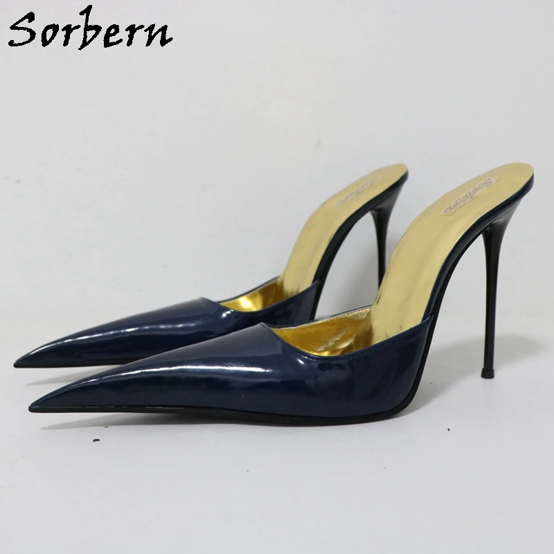 Sorbern Navy Blue Genuine Leather Pump Women Shoes Long Pointed Toe Slip On Slipper Fetish Stilettos Metal Heels 12Cm Custom
Sorbern Navy Blue Genuine Leather Pump Women Shoes Long Pointed Toe Slip On Slipper Fetish Stilettos Metal Heels 12Cm Custom