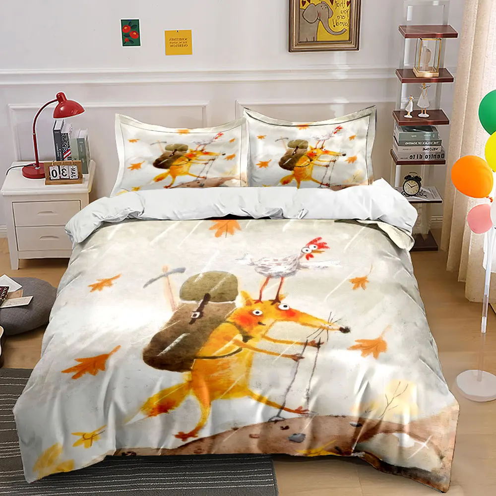 3Pcs Adventure Fox Bedding Set, Cute Hiking Fox with Chicken Print Duvet Cover + 2 Pillowcases, Whimsical Kids Decor
3Pcs Adventure Fox Bedding Set, Cute Hiking Fox with Chicken Print Duvet Cover + 2 Pillowcases, Whimsical Kids Decor