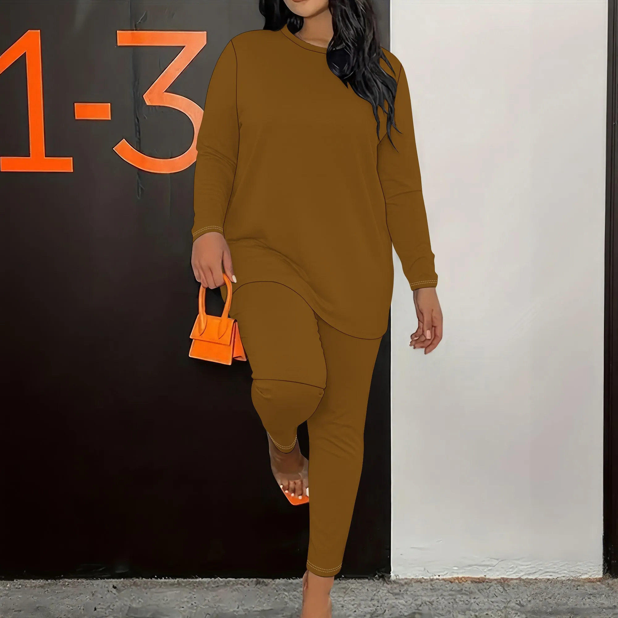 Women's Long Sleeved Two-Piece Set, Fashionable Solid Color Single Casual Style Two-Piece Set
Women's Long Sleeved Two-Piece Set, Fashionable Solid Color Single Casual Style Two-Piece Set