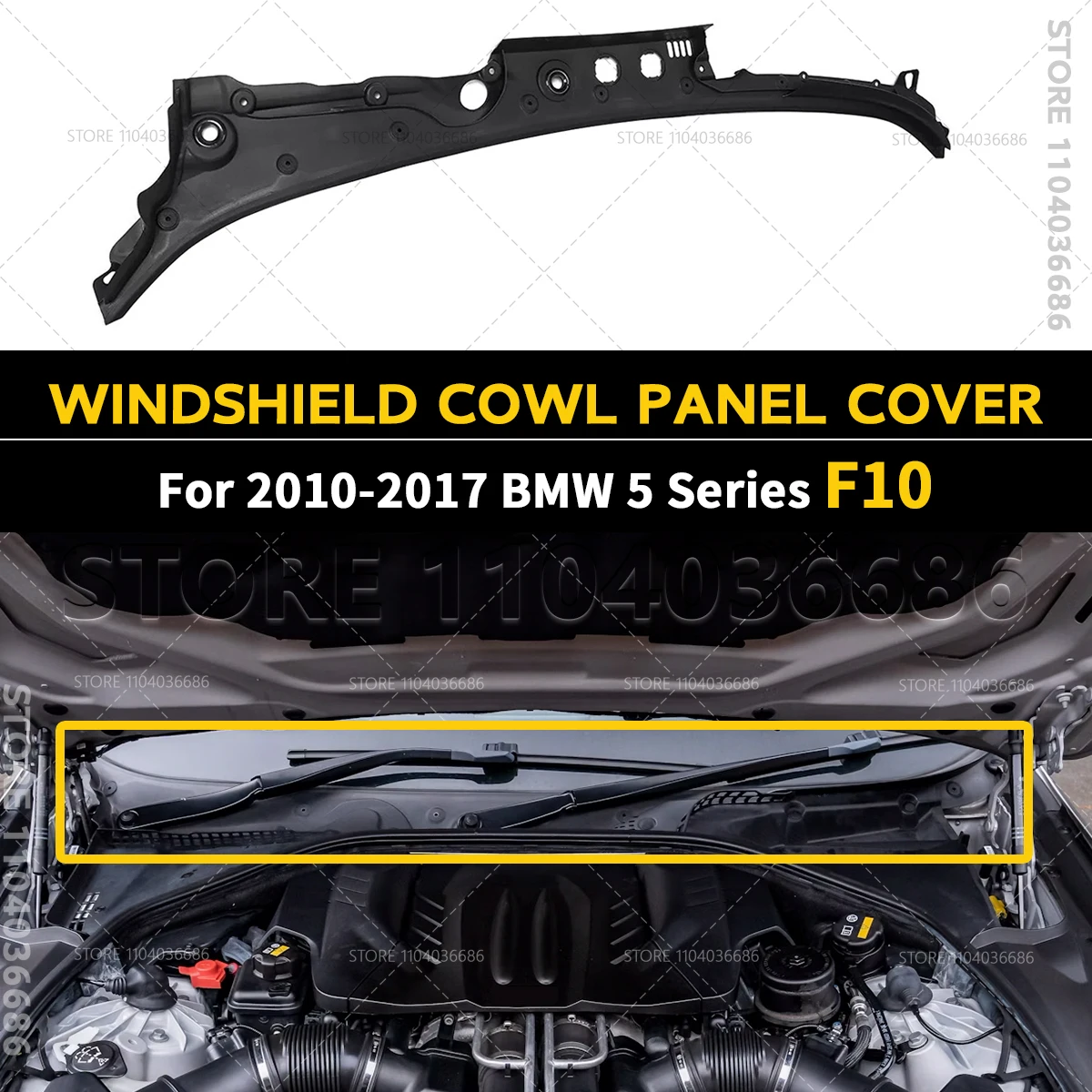 For 2010-2017 F10 BMW 528i 528iX 535d 535dX 535i 535iX 550i 550iX Windshield Cowl Panel Cover LHD 51717203124 / RHD 51717203125
For 2010-2017 F10 BMW 528i 528iX 535d 535dX 535i 535iX 550i 550iX Windshield Cowl Panel Cover LHD 51717203124 / RHD 51717203125