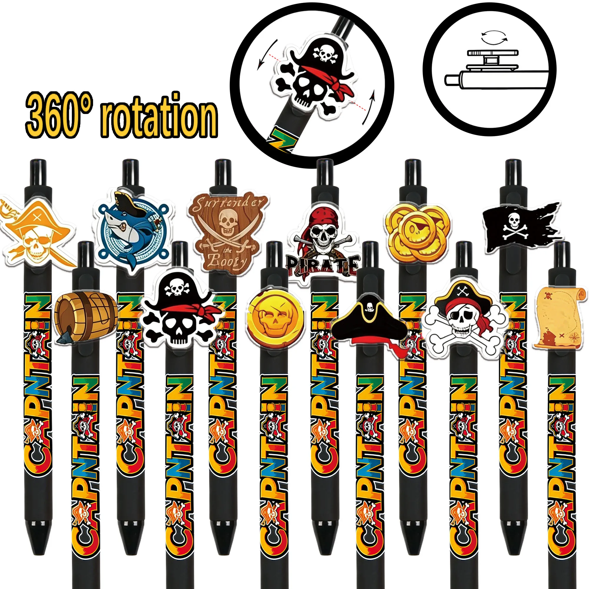 10pcs/12pcs Pirate Press Ballpoint Pen Pirate Captain Theme Signature Pen Student Writing Signature Random Pattern
10pcs/12pcs Pirate Press Ballpoint Pen Pirate Captain Theme Signature Pen Student Writing Signature Random Pattern