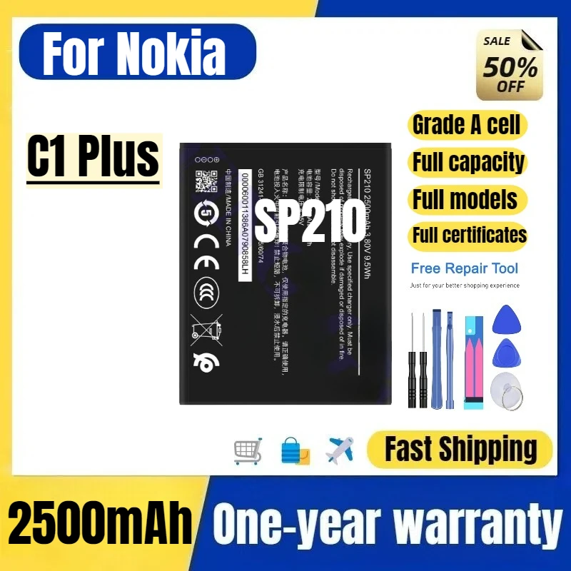 SP210 for Nokia C1 Plus Mobile Phone Battery High Quality High Capacity Battery Replacement Bateria Grade A Cell with Tools
SP210 for Nokia C1 Plus Mobile Phone Battery High Quality High Capacity Battery Replacement Bateria Grade A Cell with Tools