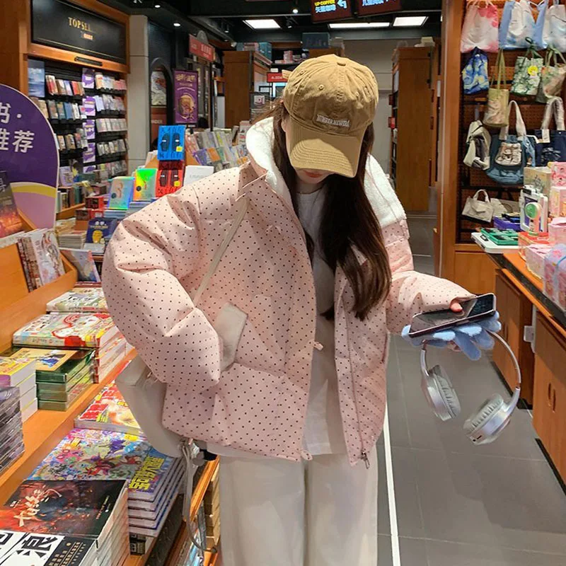 Sweet Polka Dot Parkas Women Winter Loose Casual Thicken Button Patchwork Puffy Coats Korean Fashion Fur Collar Female Outwear
Sweet Polka Dot Parkas Women Winter Loose Casual Thicken Button Patchwork Puffy Coats Korean Fashion Fur Collar Female Outwear