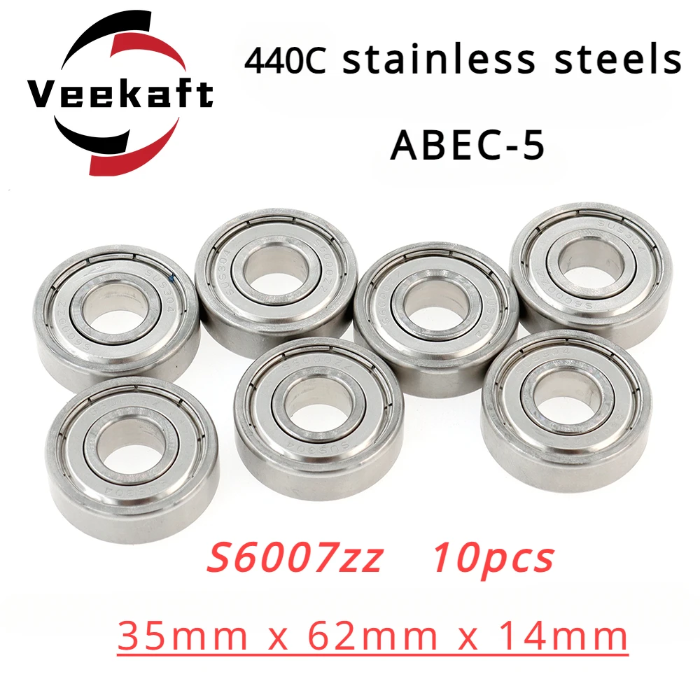 High Precision Veekaft 440C Stainless Steel Small Deep Groove Ball Bearings S6007zz 35mmx62mmx14mm 10pcs
High Precision Veekaft 440C Stainless Steel Small Deep Groove Ball Bearings S6007zz 35mmx62mmx14mm 10pcs