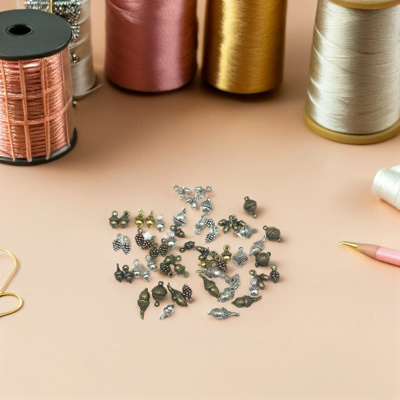 150Pcs Acorn Pinecone Charms DIY Jewelry Making Metal Nut Pendant Beads for Earrings Bracelets Necklaces Keychains
150Pcs Acorn Pinecone Charms DIY Jewelry Making Metal Nut Pendant Beads for Earrings Bracelets Necklaces Keychains