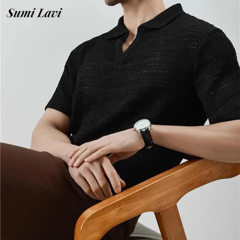 Vintage Hollow Out Ice Silk Knitted Polos Mens Summer New Casual Breathable Short Sleeve Polo Shirt Men Knitting Polo Neck Tops
Vintage Hollow Out Ice Silk Knitted Polos Mens Summer New Casual Breathable Short Sleeve Polo Shirt Men Knitting Polo Neck Tops