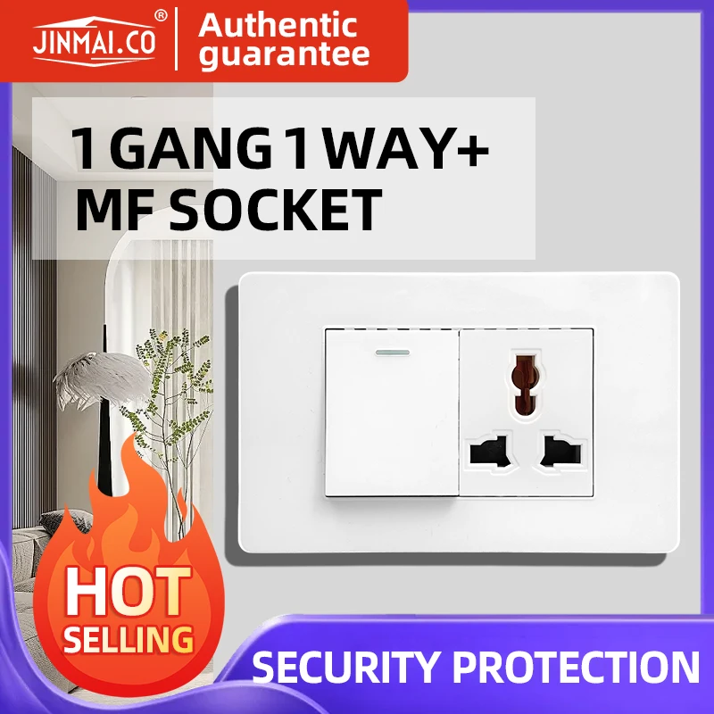 Jinmai 1 gang 1/2 way 3 pin/hole MF wall socket,EU/FR/UK/MF Universal Power Socket Plugs,home hotel decoration
Jinmai 1 gang 1/2 way 3 pin/hole MF wall socket,EU/FR/UK/MF Universal Power Socket Plugs,home hotel decoration
