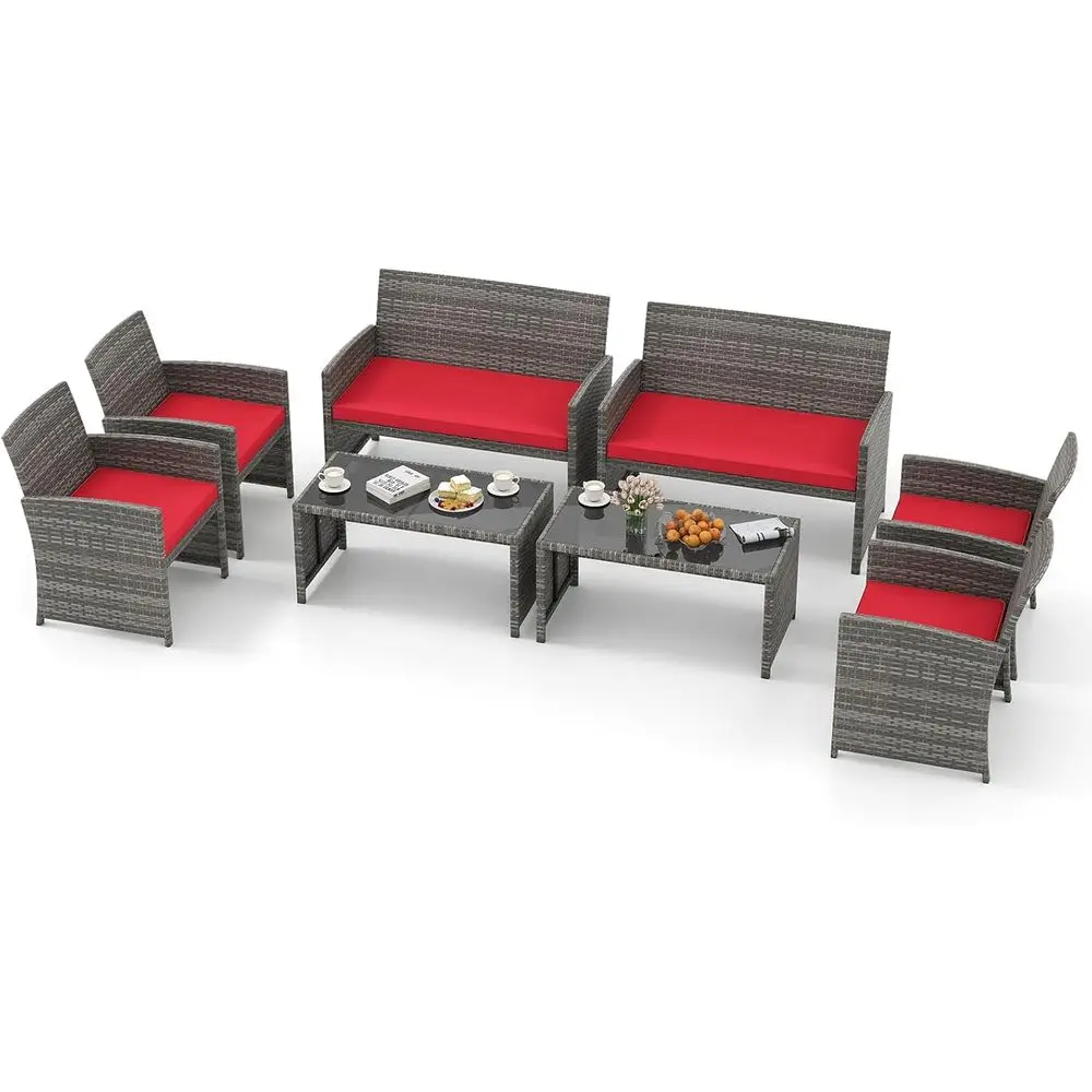 8 Piece Patio Wicker urniture Set, Outdoor Heavy Duty Rattan Cushioned Chairs, Loveseat and Tempered Glass Coee Table, or Backya
8 Piece Patio Wicker urniture Set, Outdoor Heavy Duty Rattan Cushioned Chairs, Loveseat and Tempered Glass Coee Table, or Backya