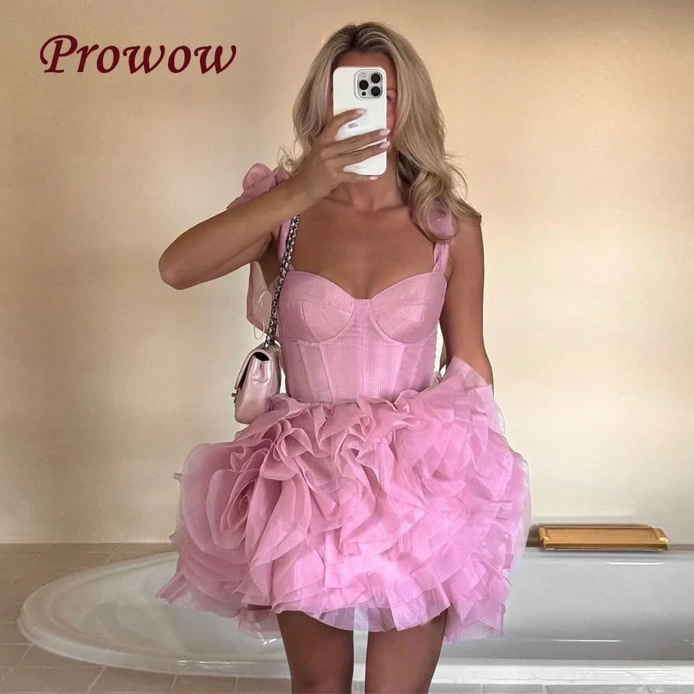 Prowow Modern Sexy Pink Short Prom Dresses Sling Sweetheart Neck Party Gowns Corseted Puffy Hem Customized Evening Dresses
Prowow Modern Sexy Pink Short Prom Dresses Sling Sweetheart Neck Party Gowns Corseted Puffy Hem Customized Evening Dresses