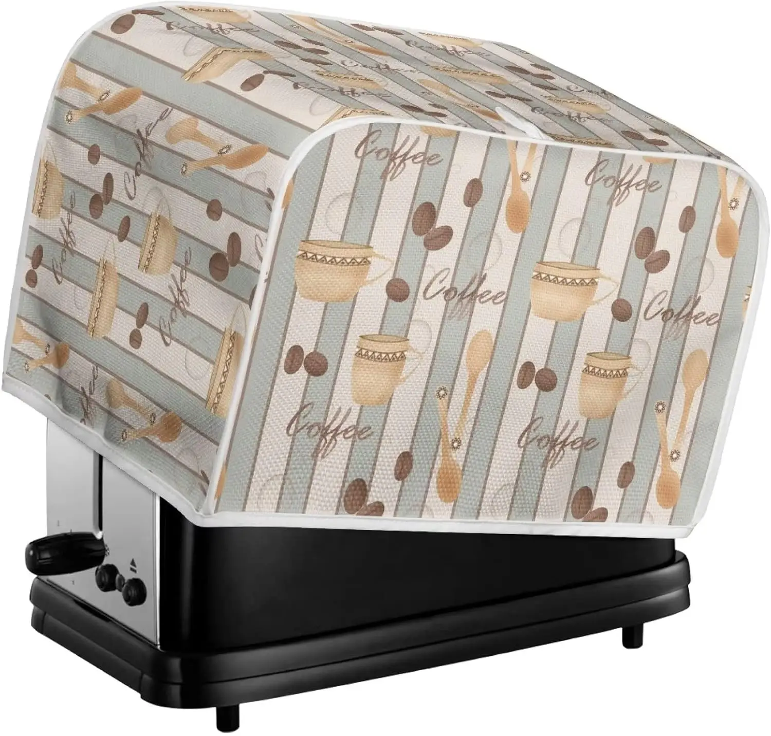 Toaster Cover, Coffee Stripes Print Microwave Oven Grill Cover Kitchen Appliance with Top Handle
Toaster Cover, Coffee Stripes Print Microwave Oven Grill Cover Kitchen Appliance with Top Handle
