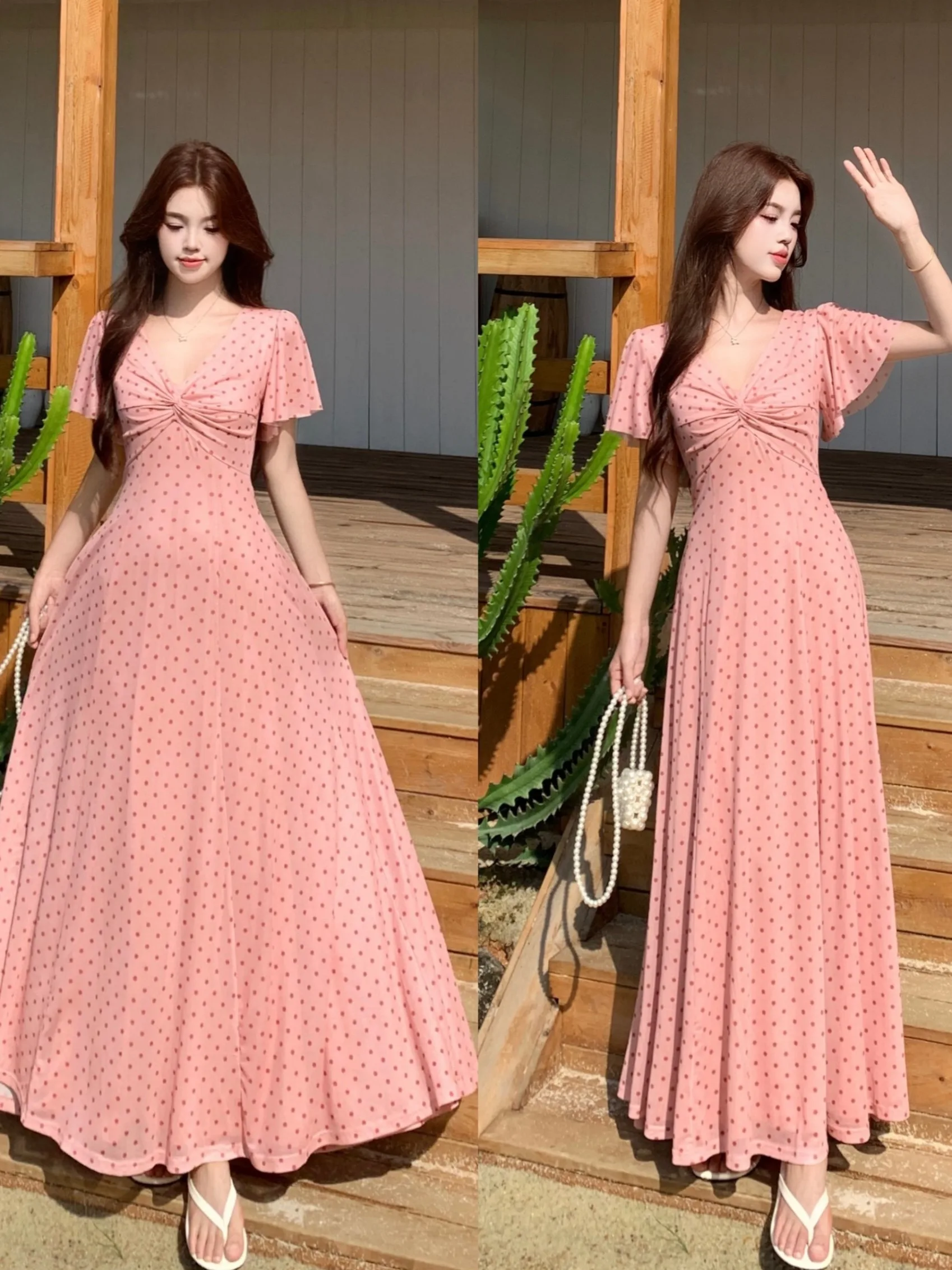 2026 Summer French Style plus Size Dress Polka Dot Waist Cinching Meat Concealing Slimming Vacation Style Long Sleeve V Neck
2026 Summer French Style plus Size Dress Polka Dot Waist Cinching Meat Concealing Slimming Vacation Style Long Sleeve V Neck