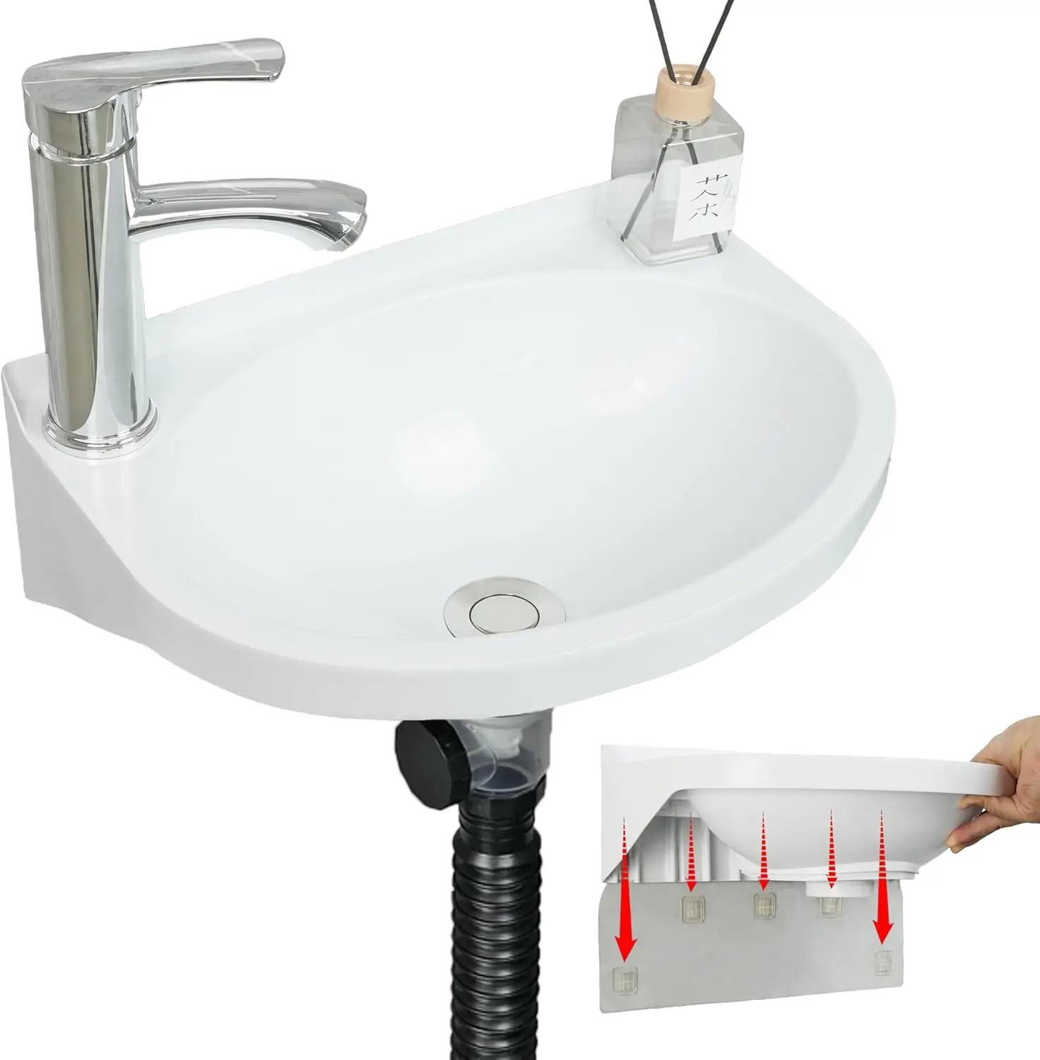 Small Bathroom Sink Wall Mount Bathroom Sink Wash basin, No-Drill Installation Self-Adhesive Sink 15.7 x 11 Inch with 1.26/0.86
Small Bathroom Sink Wall Mount Bathroom Sink Wash basin, No-Drill Installation Self-Adhesive Sink 15.7 x 11 Inch with 1.26/0.86